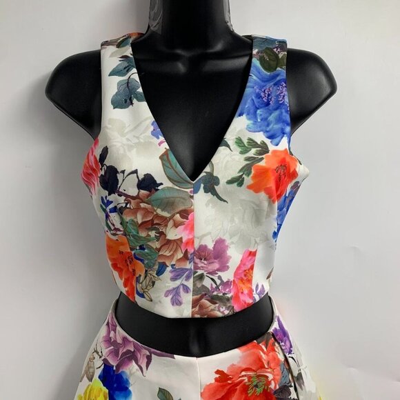 Lovers + Friends Women's 2 Piece V Neck‎ Sleeveless Floral Dress Set Size XS/S - Picture 3 of 15
